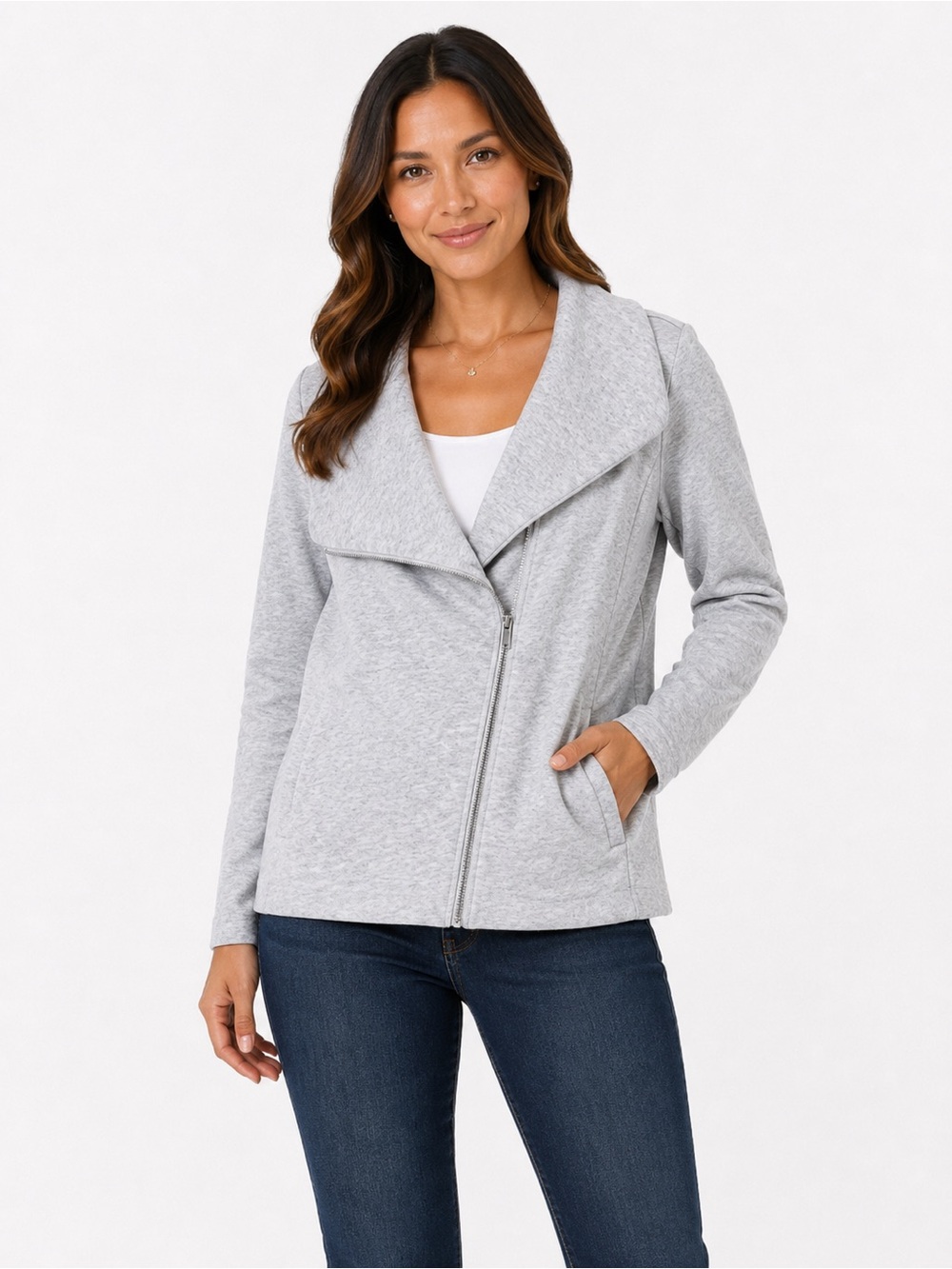 Calvin Klein Jeans Women’s Sz L Sweatshirt Jacket Full Zip Front *Flaw